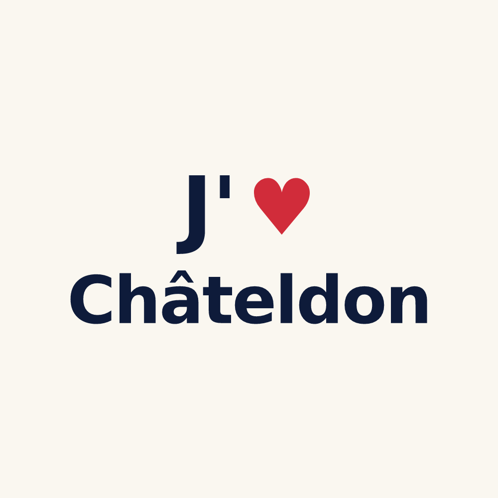 Tasse personnalisée Châteldon — design J'aime Châteldon