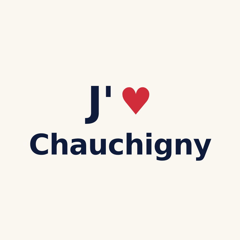 Tasse personnalisée Chauchigny — design « J'aime Chauchigny » imprimé sur la tasse