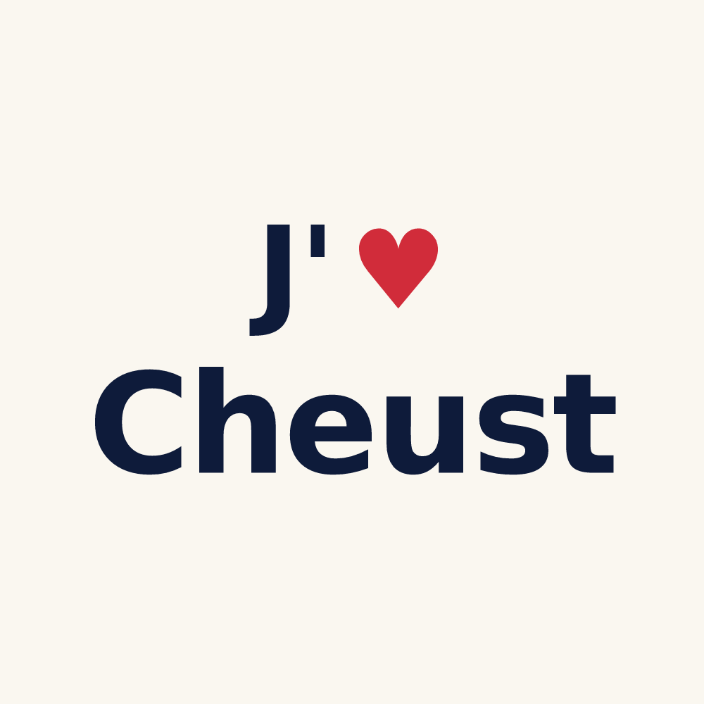 Tasse personnalisée Cheust — design « J'aime Cheust » imprimé sur la tasse
