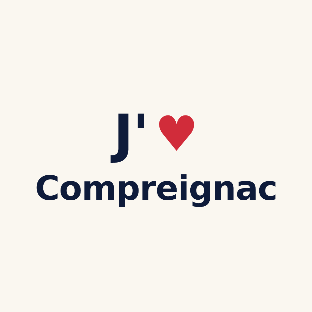Tasse personnalisée Compreignac — design « J'aime Compreignac » imprimé sur la tasse