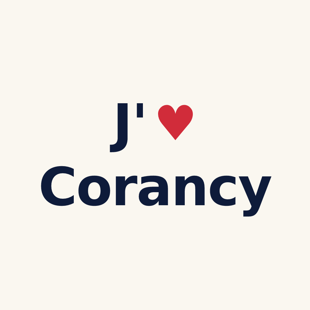 Tasse personnalisée Corancy — design « J'aime Corancy » imprimé sur la tasse