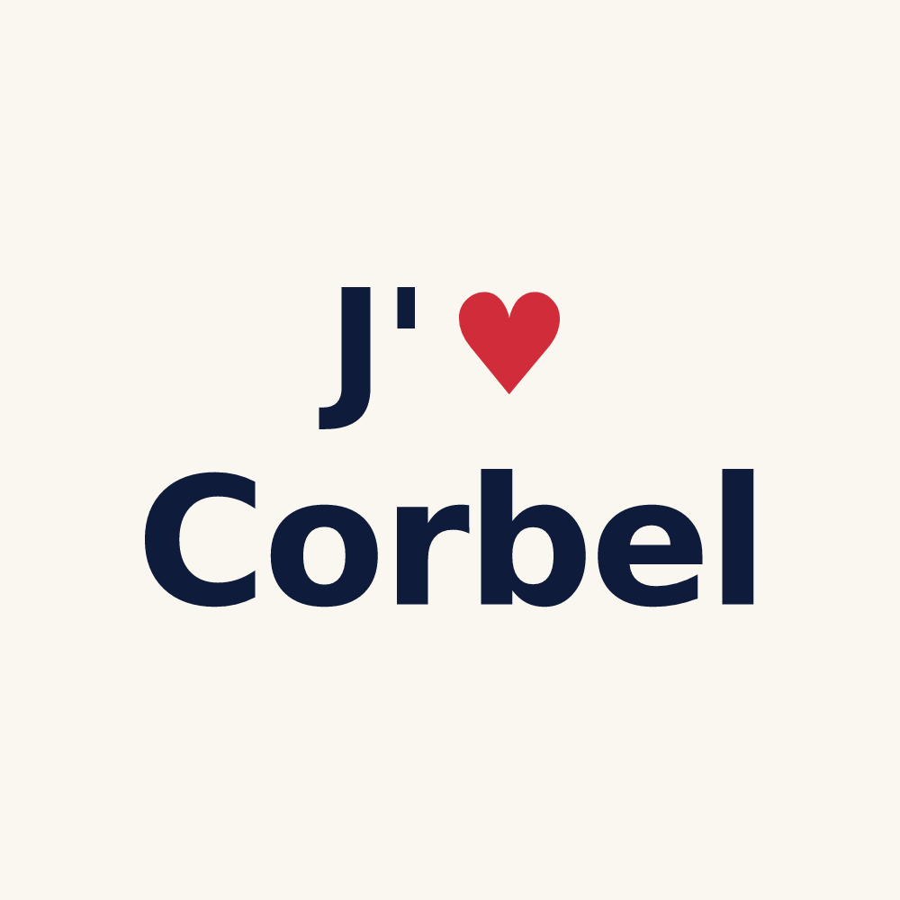 Tasse personnalisée Corbel — design « J'aime Corbel » imprimé sur la tasse