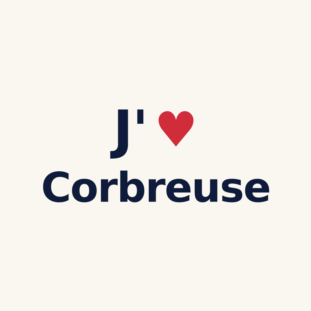 Tasse personnalisée Corbreuse — design « J'aime Corbreuse » imprimé sur la tasse
