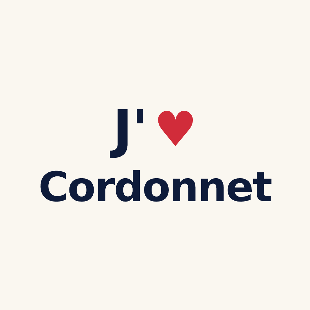Tasse personnalisée Cordonnet — design « J'aime Cordonnet » imprimé sur la tasse