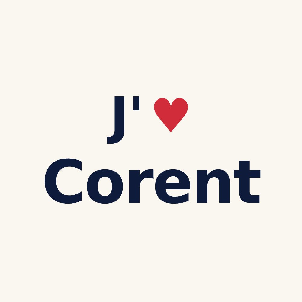 Tasse personnalisée Corent — design « J'aime Corent » imprimé sur la tasse