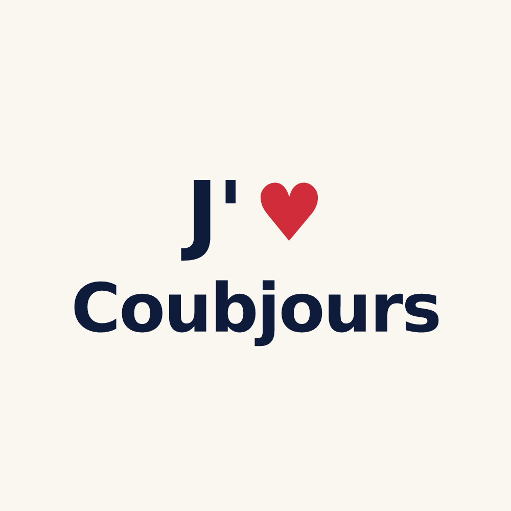 Tasse personnalisée Coubjours — design J'aime Coubjours