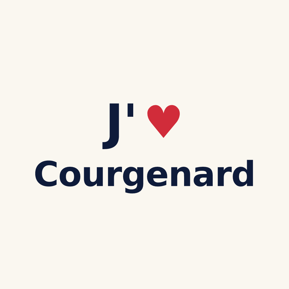 Tasse personnalisée Courgenard — design « J'aime Courgenard » imprimé sur la tasse