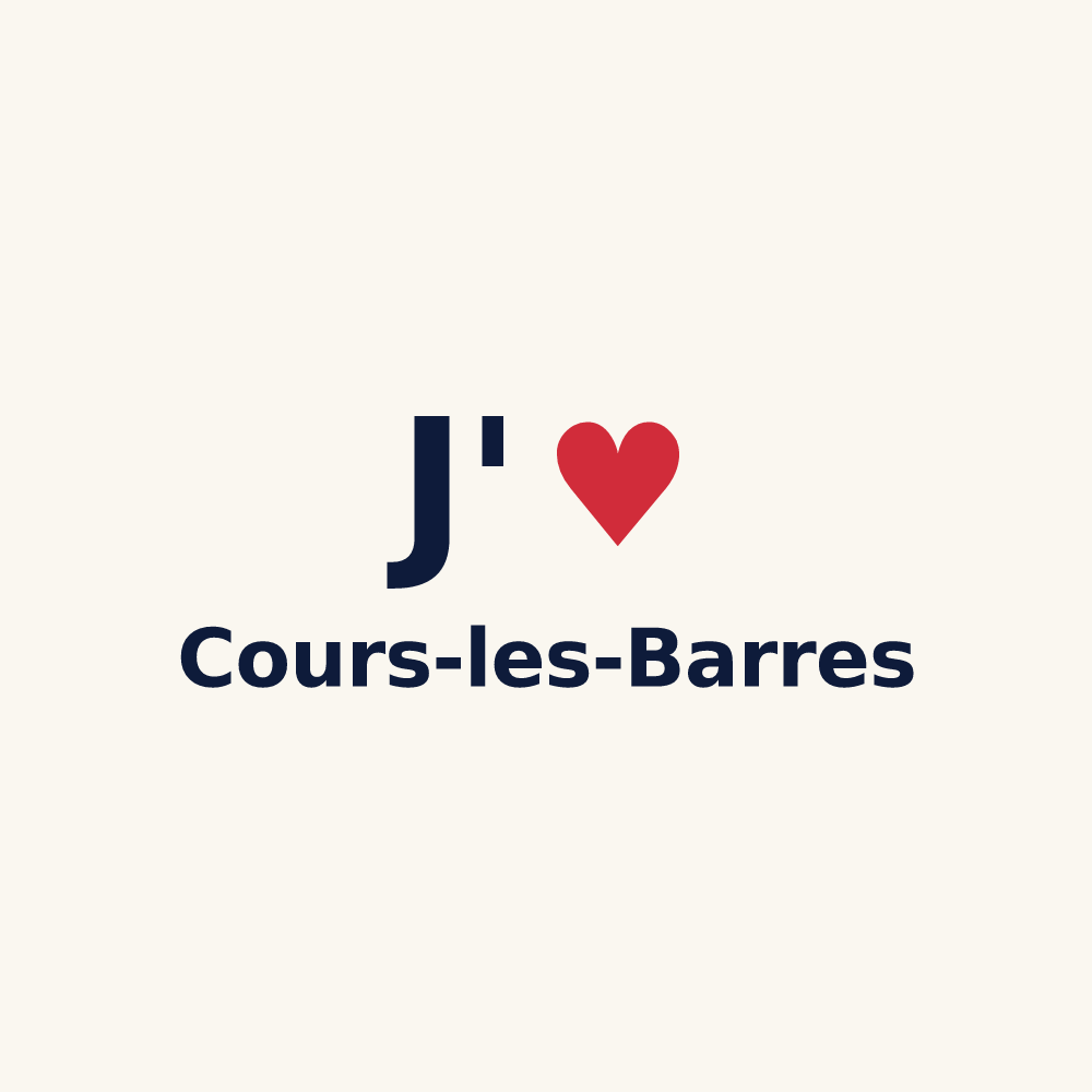 Tasse personnalisée Cours-les-Barres — design J'aime Cours-les-Barres
