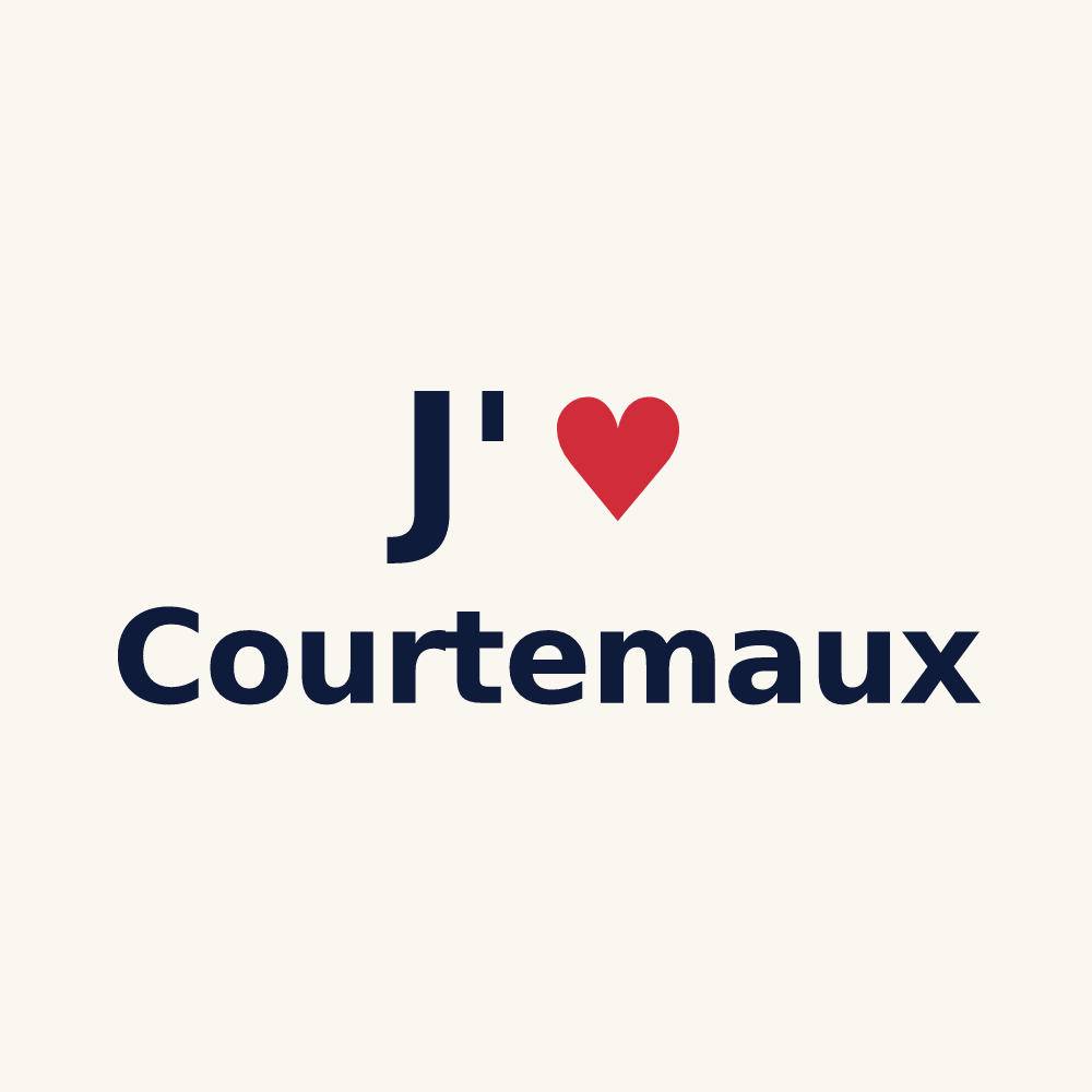 Tasse personnalisée Courtemaux — design « J'aime Courtemaux » imprimé sur la tasse