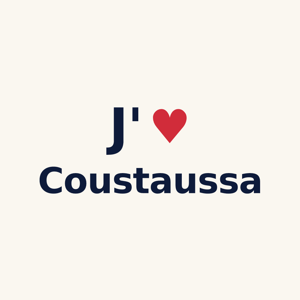 Tasse personnalisée Coustaussa — design J'aime Coustaussa