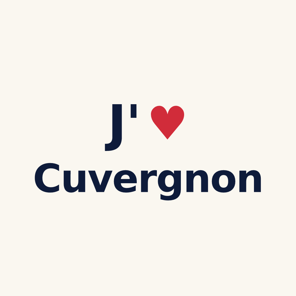 Tasse personnalisée Cuvergnon — design « J'aime Cuvergnon » imprimé sur la tasse
