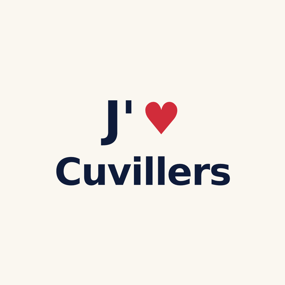 Tasse personnalisée Cuvillers — design « J'aime Cuvillers » imprimé sur la tasse