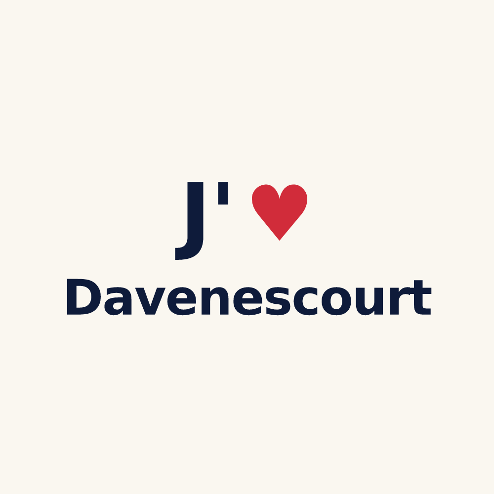 Tasse personnalisée Davenescourt — design « J'aime Davenescourt » imprimé sur la tasse