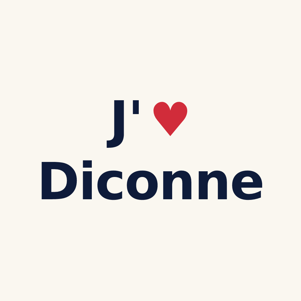 Tasse personnalisée Diconne — design J'aime Diconne