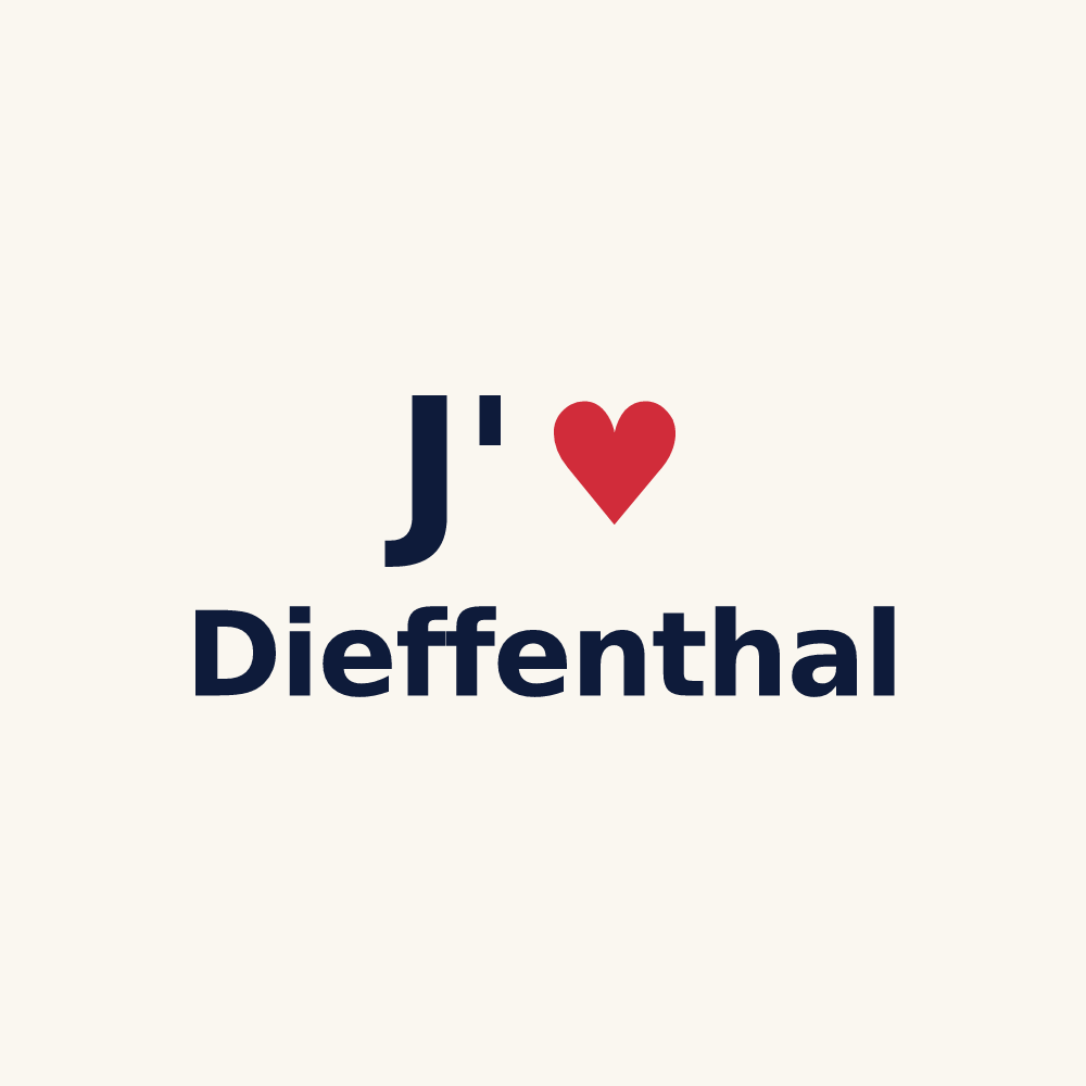 Tasse personnalisée Dieffenthal — design « J'aime Dieffenthal » imprimé sur la tasse