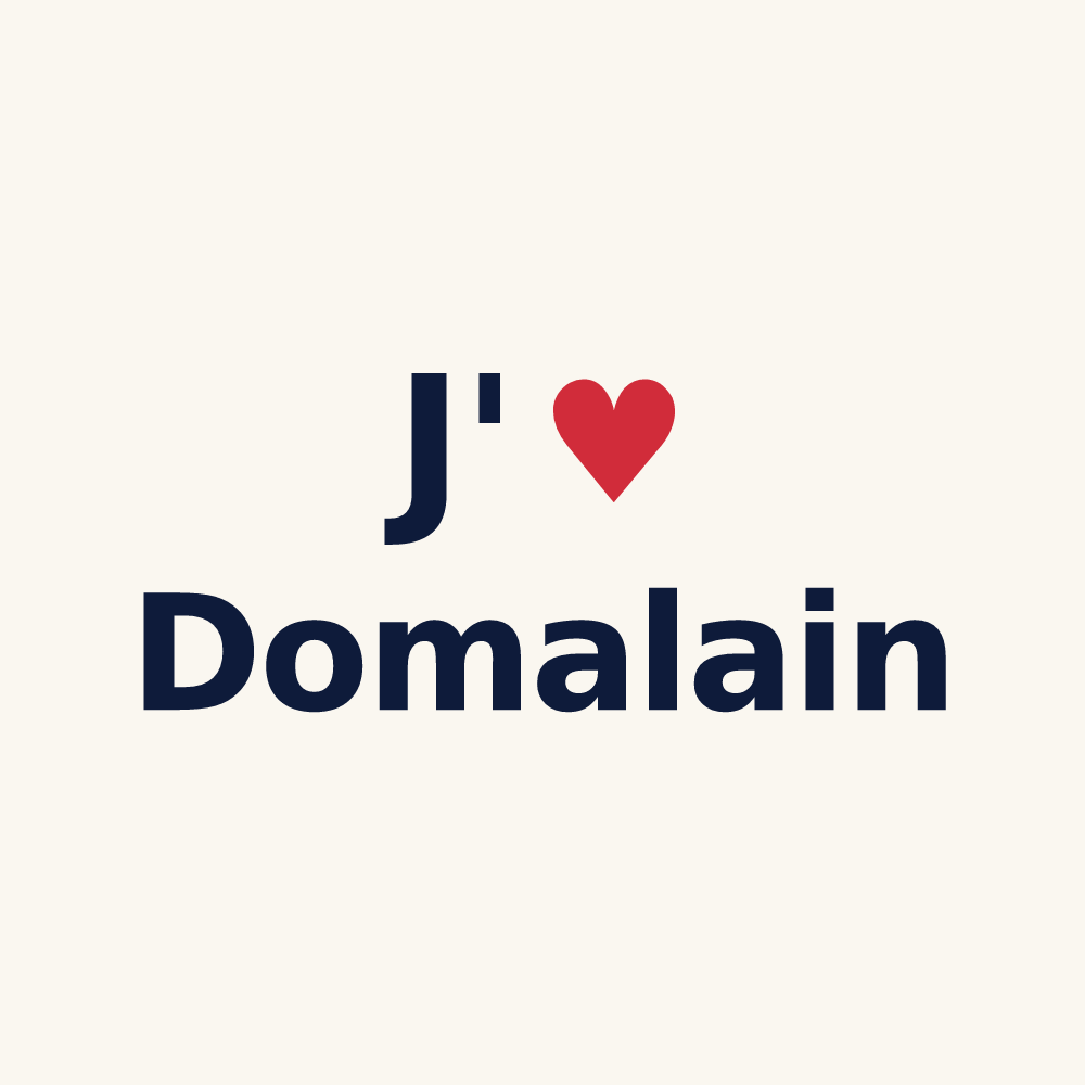 Tasse personnalisée Domalain — design J'aime Domalain