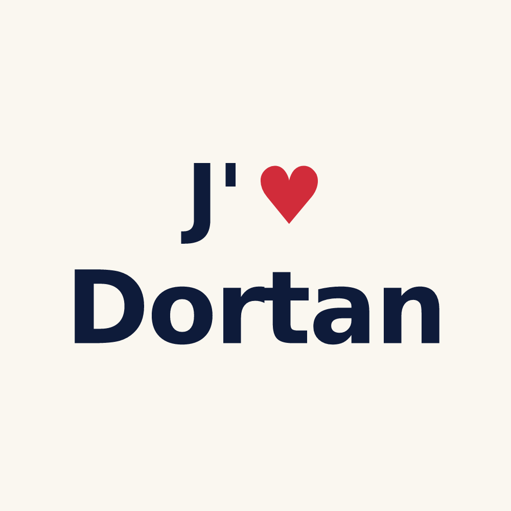 Tasse personnalisée Dortan — design « J'aime Dortan » imprimé sur la tasse