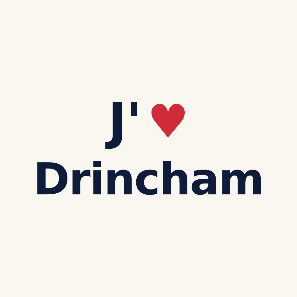 Tasse personnalisée Drincham — design J'aime Drincham