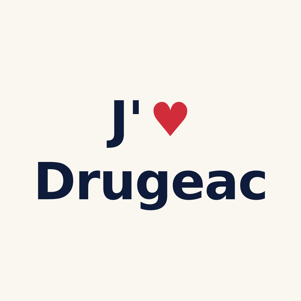 Tasse personnalisée Drugeac — design J'aime Drugeac