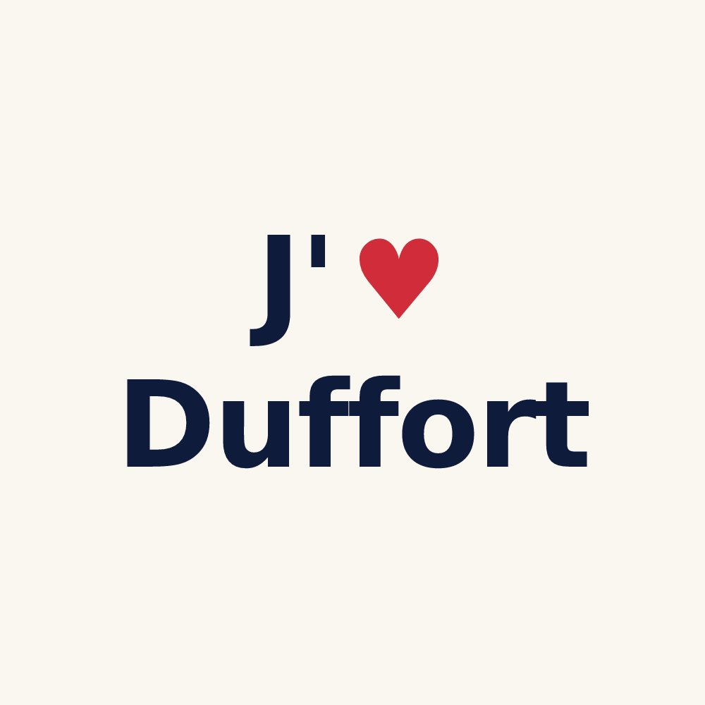 Tasse personnalisée Duffort — design J'aime Duffort