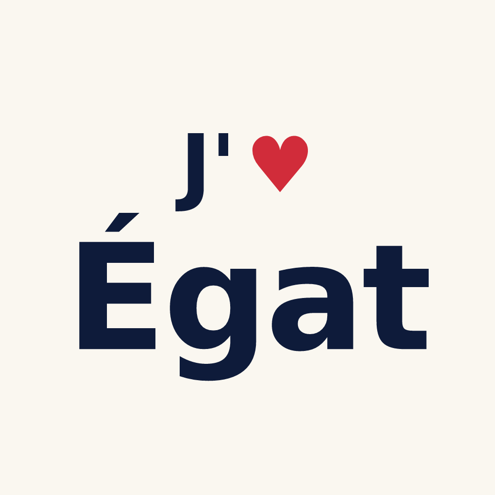 Tasse personnalisée Égat — design « J'aime Égat » imprimé sur la tasse