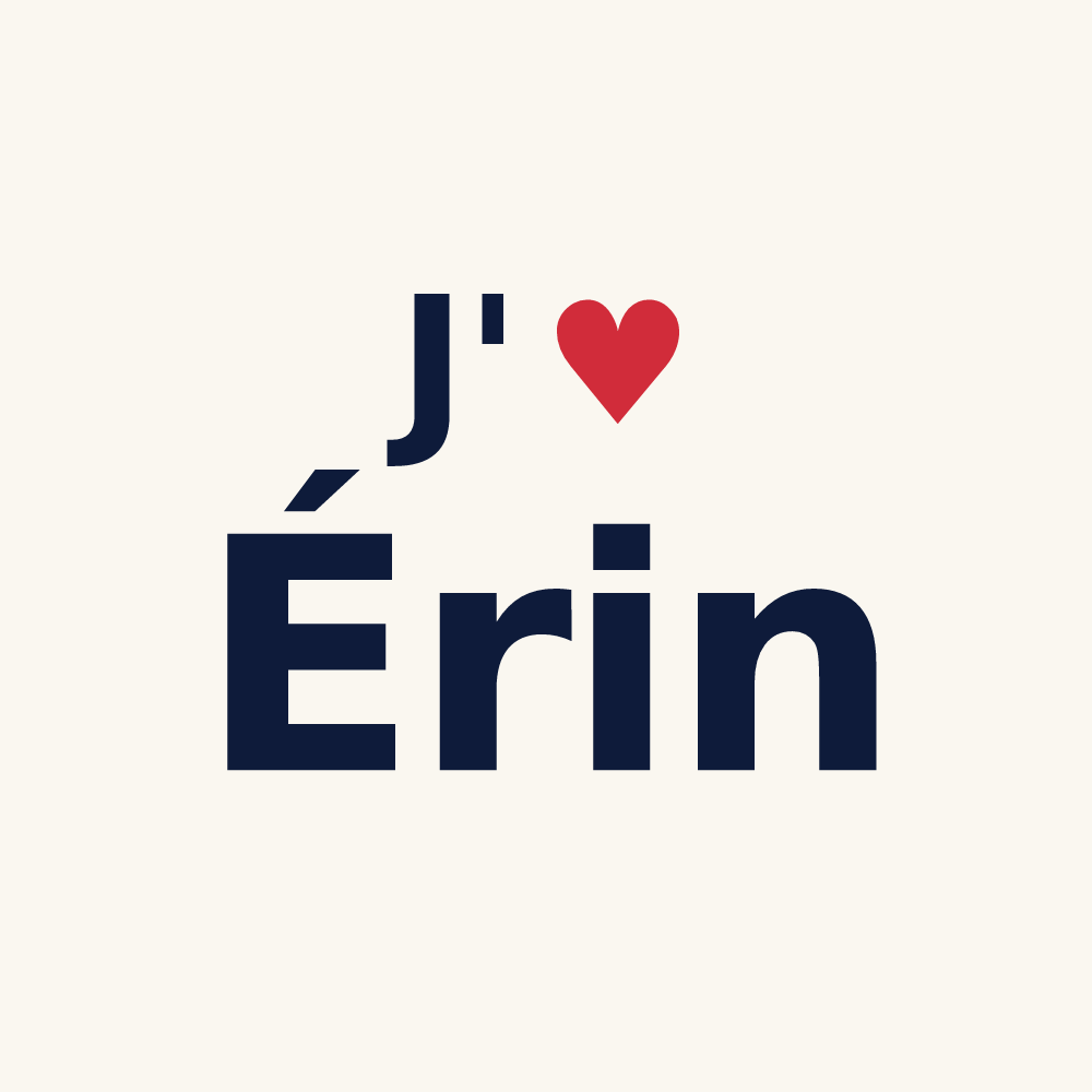 Tasse personnalisée Érin — design J'aime Érin