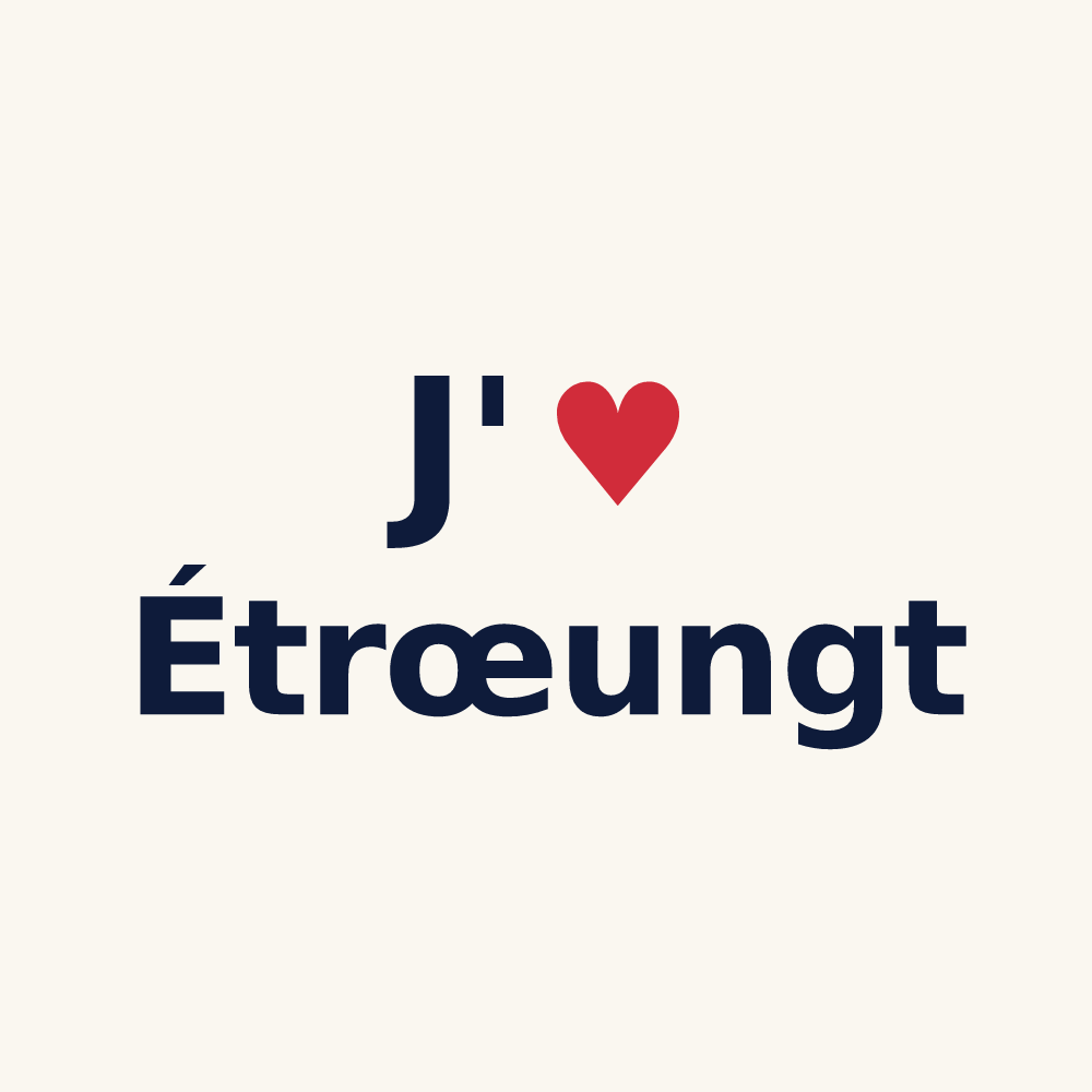 Tasse personnalisée Étrœungt — design « J'aime Étrœungt » imprimé sur la tasse