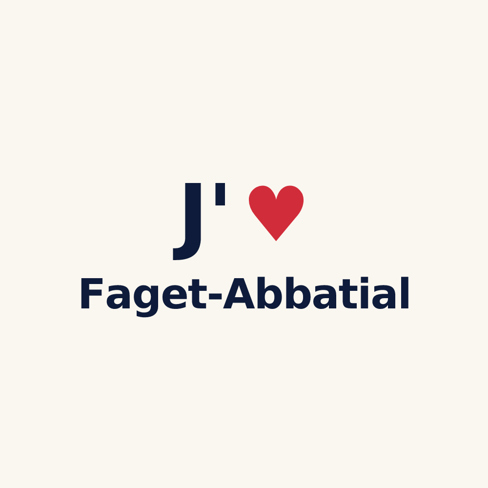 Tasse personnalisée Faget-Abbatial — design « J'aime Faget-Abbatial » imprimé sur la tasse