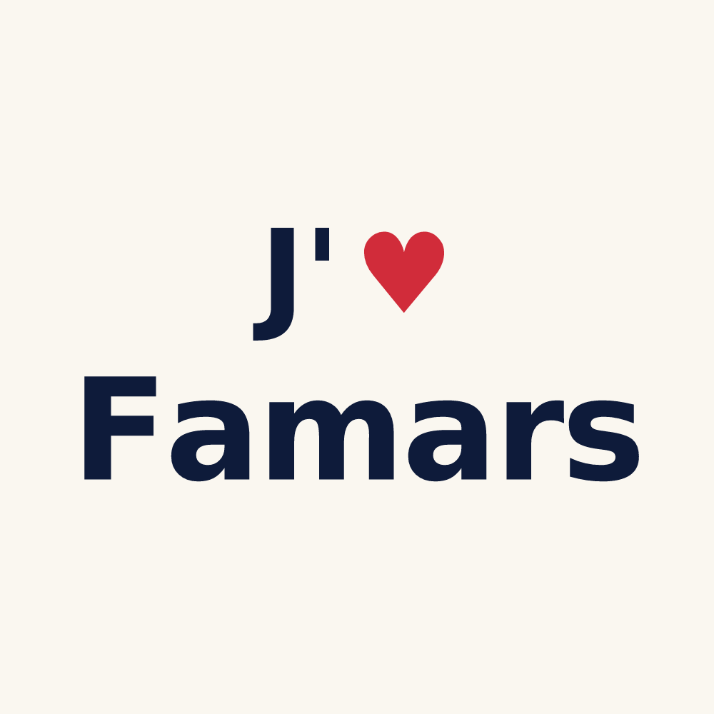 Tasse personnalisée Famars — design « J'aime Famars » imprimé sur la tasse