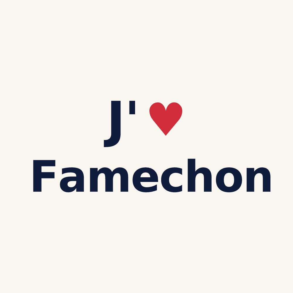 Tasse personnalisée Famechon — design J'aime Famechon