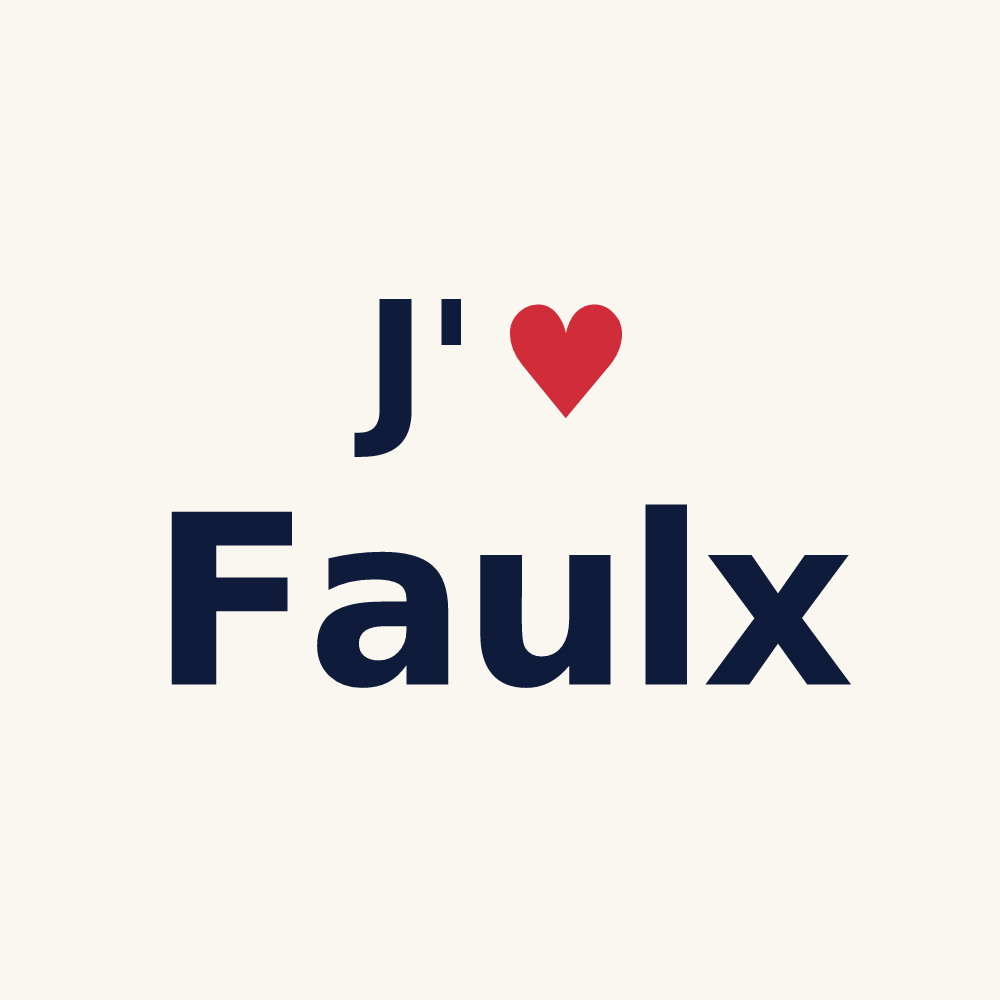 Tasse personnalisée Faulx — design « J'aime Faulx » imprimé sur la tasse
