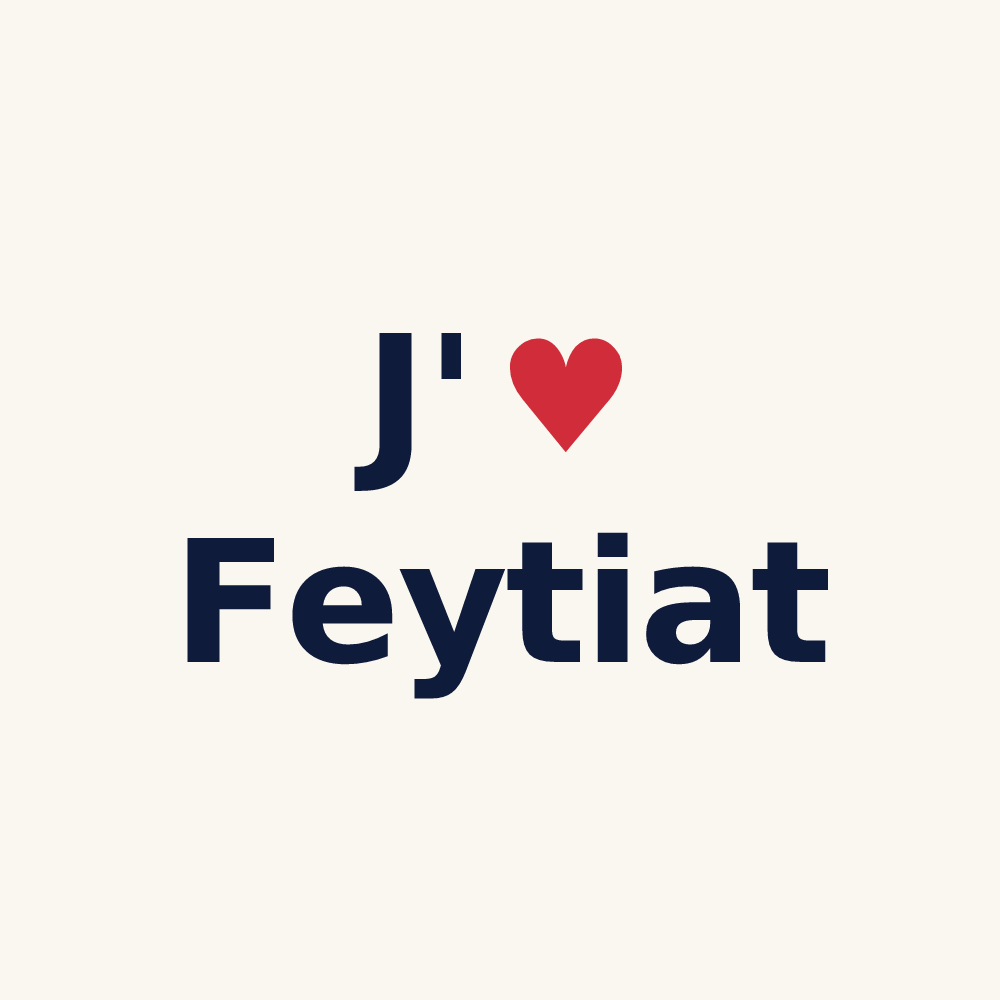 Tasse personnalisée Feytiat — design « J'aime Feytiat » imprimé sur la tasse