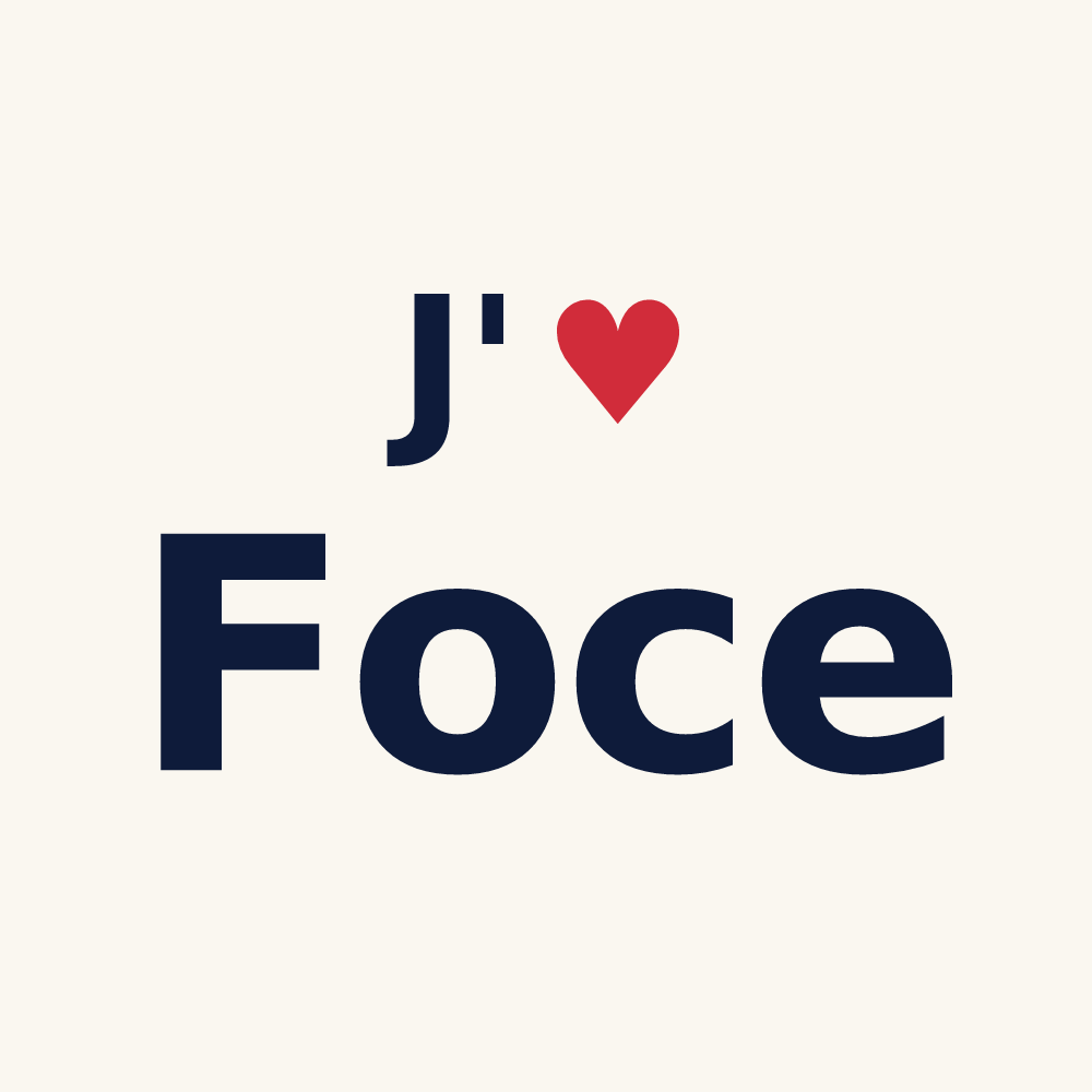 Tasse personnalisée Foce — design « J'aime Foce » imprimé sur la tasse