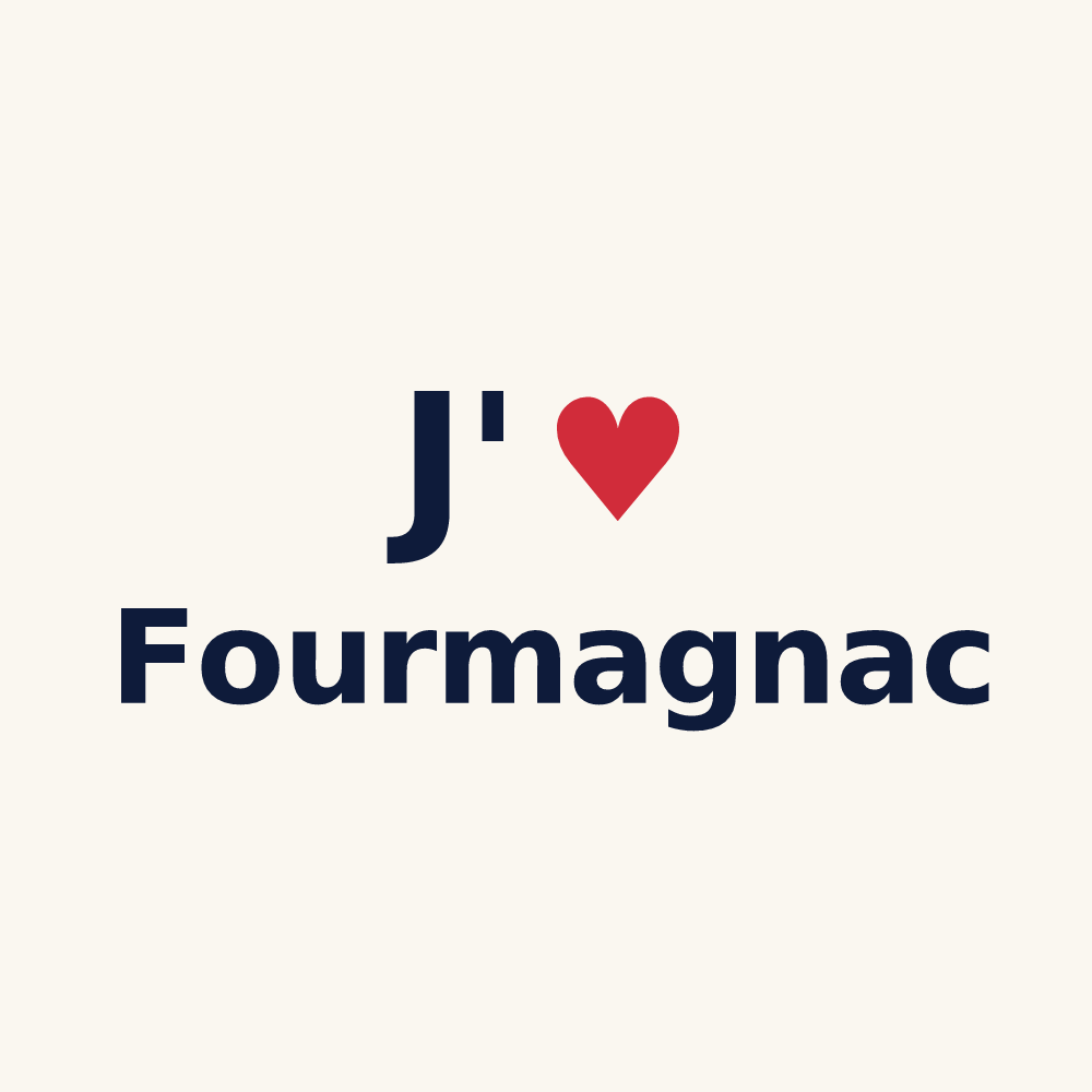 Tasse personnalisée Fourmagnac — design « J'aime Fourmagnac » imprimé sur la tasse