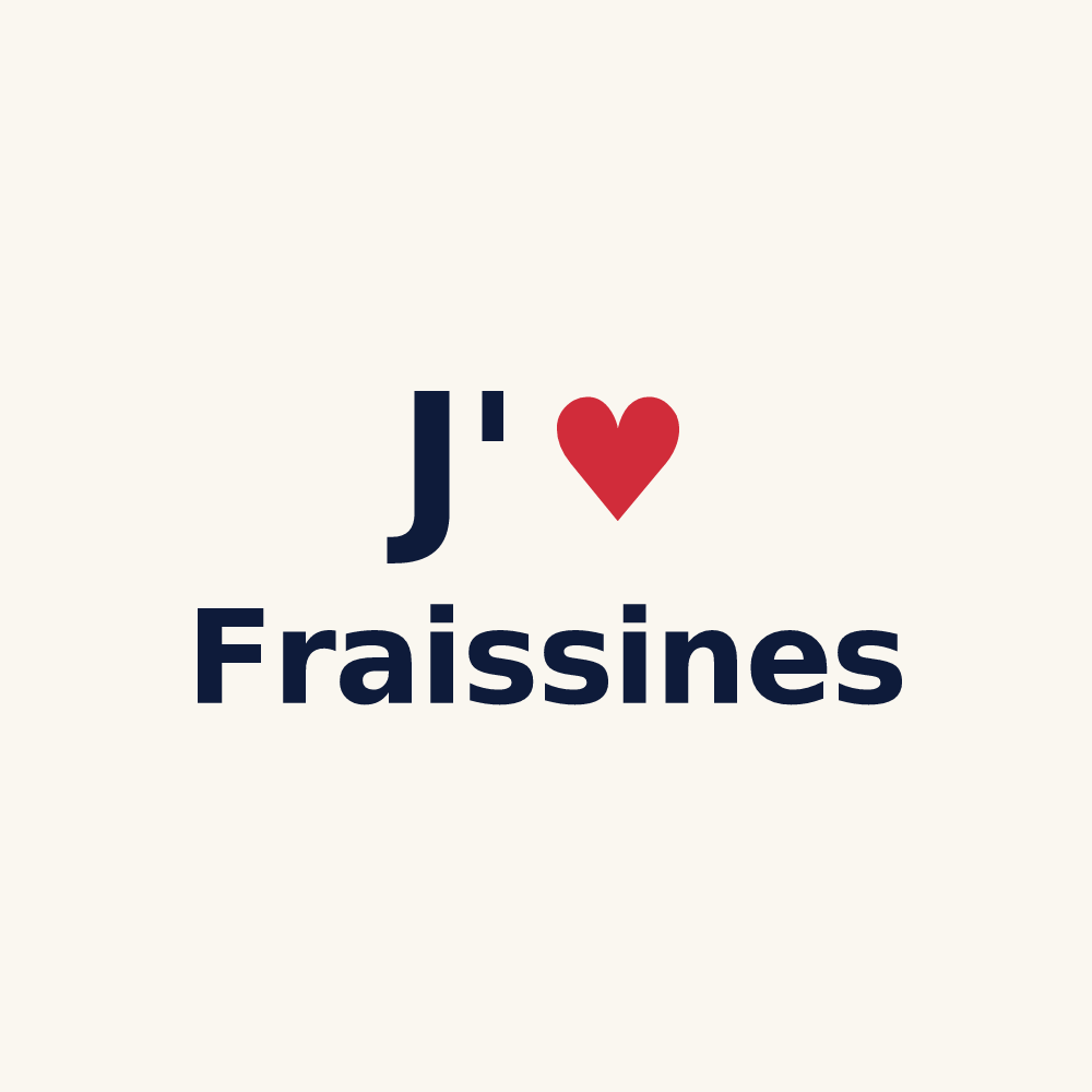 Tasse personnalisée Fraissines — design J'aime Fraissines