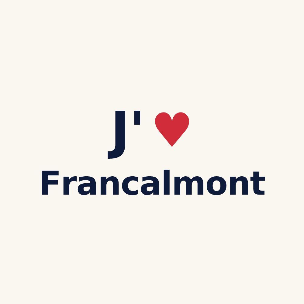 Tasse personnalisée Francalmont — design « J'aime Francalmont » imprimé sur la tasse