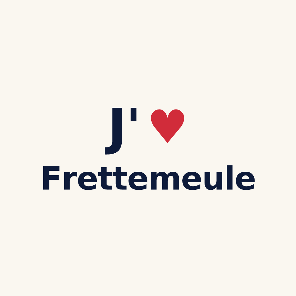 Tasse personnalisée Frettemeule — design J'aime Frettemeule