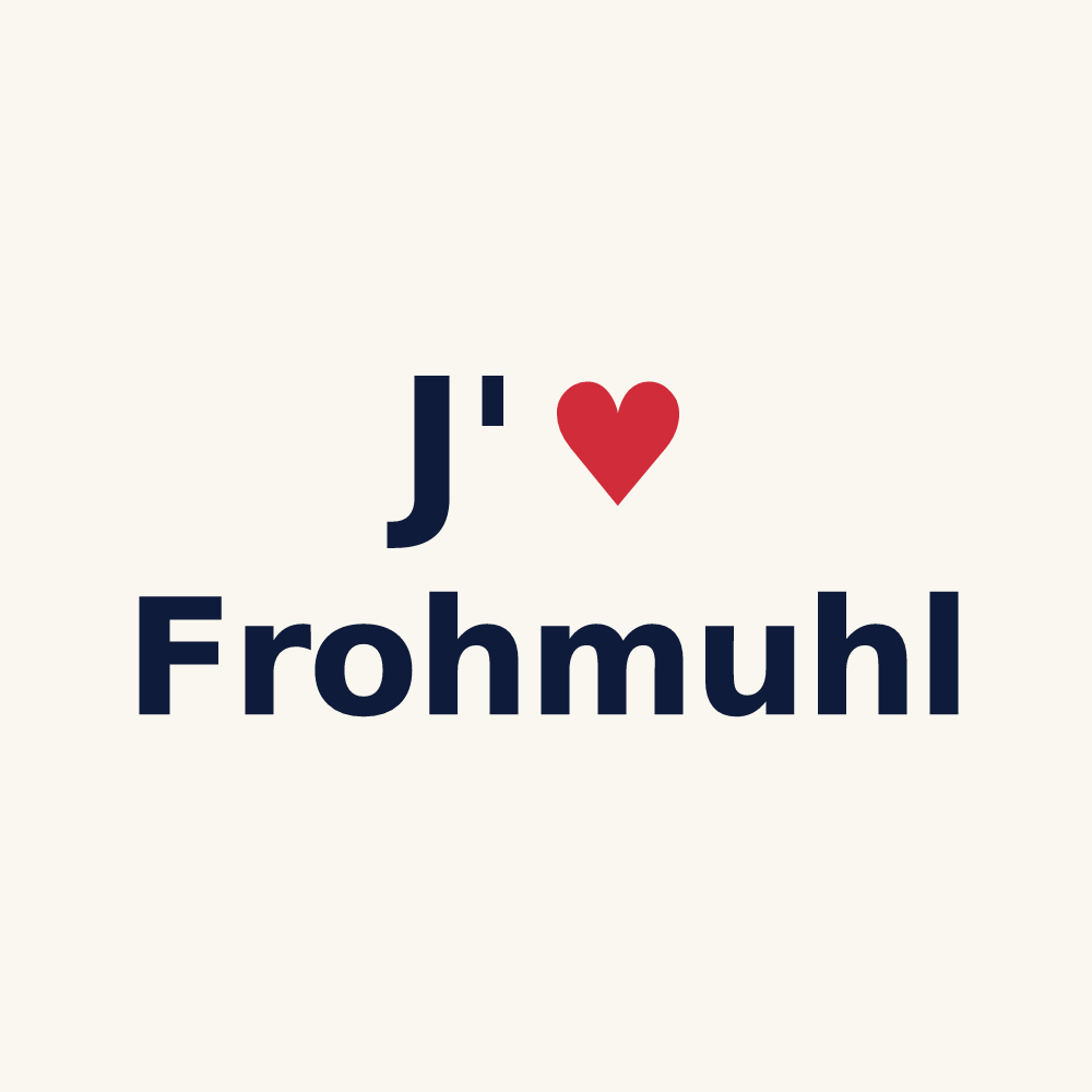 Tasse personnalisée Frohmuhl — design J'aime Frohmuhl