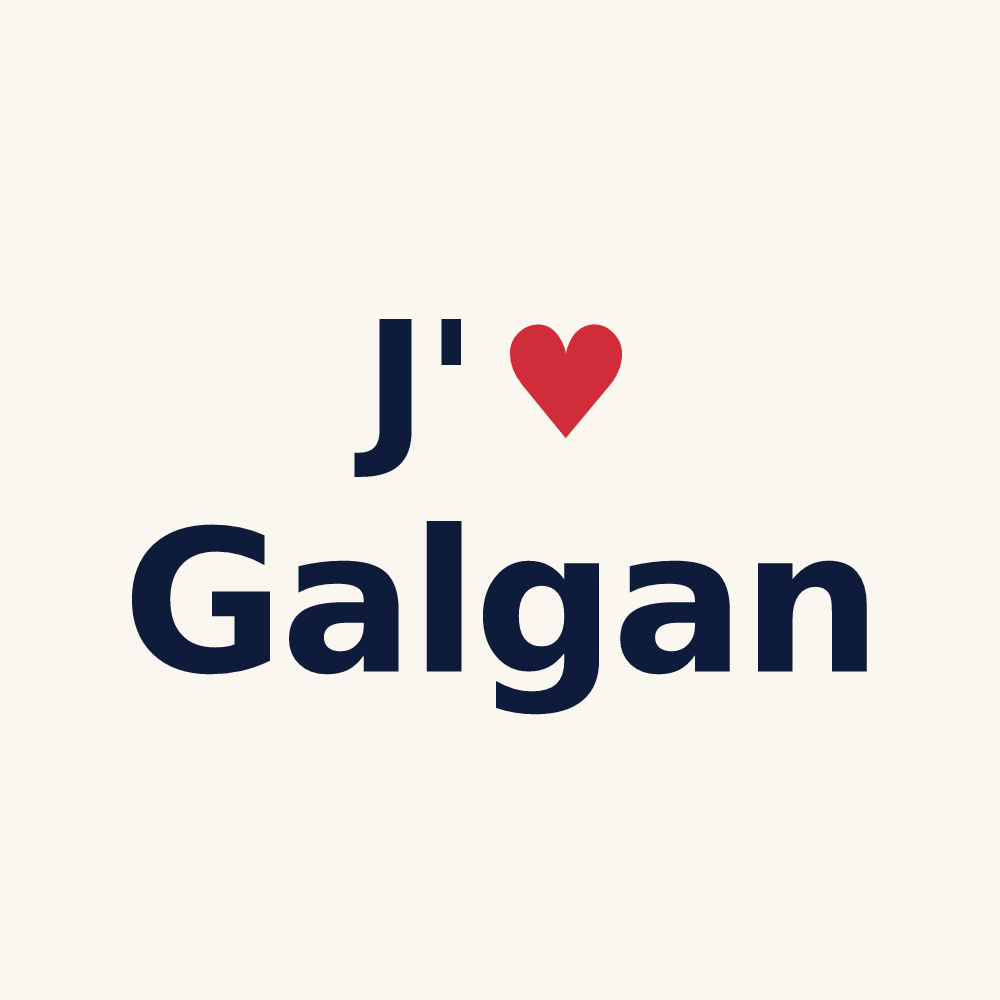 Tasse personnalisée Galgan — design « J'aime Galgan » imprimé sur la tasse