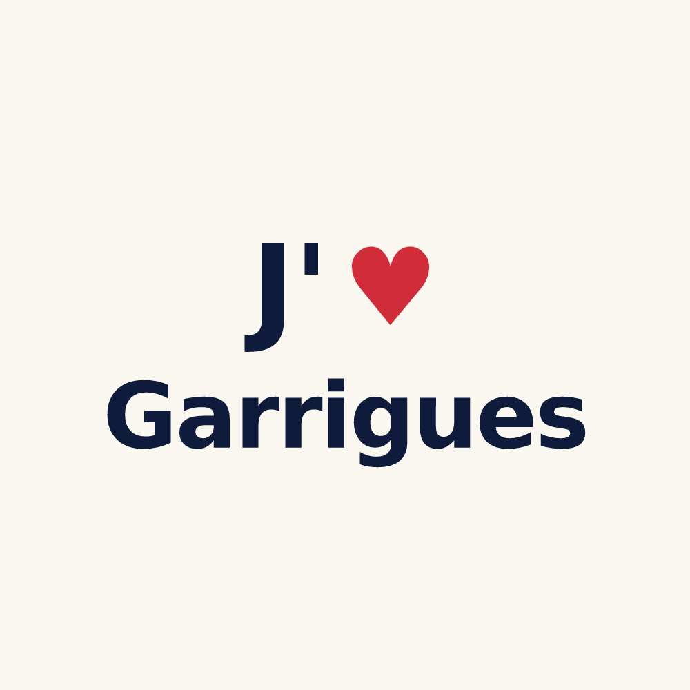 Tasse personnalisée Garrigues — design « J'aime Garrigues » imprimé sur la tasse
