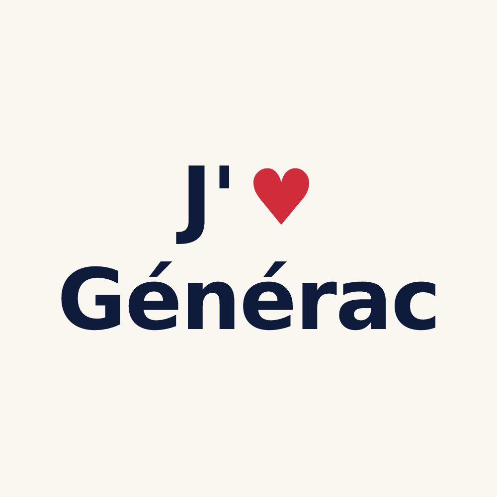 Tasse personnalisée Générac — design « J'aime Générac » imprimé sur la tasse