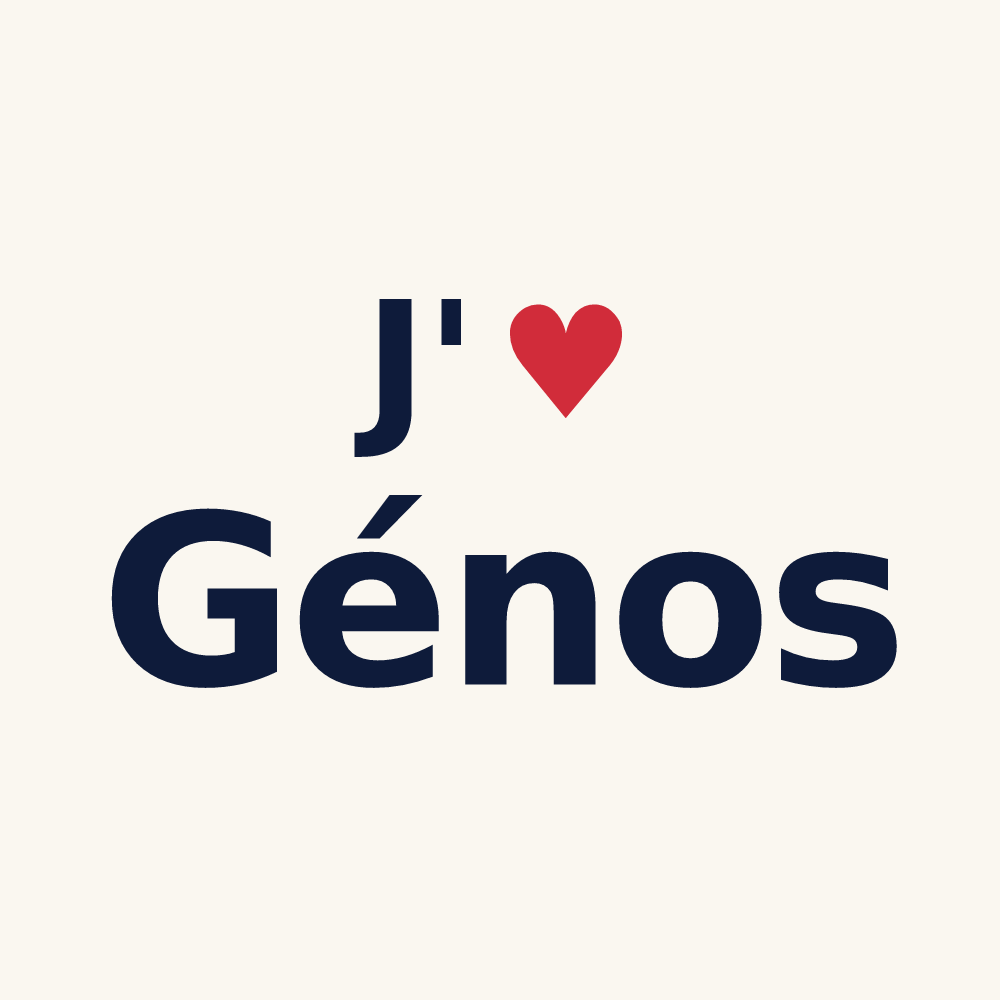 Tasse personnalisée Génos — design J'aime Génos