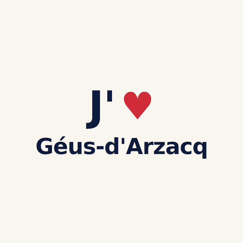 Tasse personnalisée Géus-d'Arzacq — design « J'aime Géus-d'Arzacq » imprimé sur la tasse