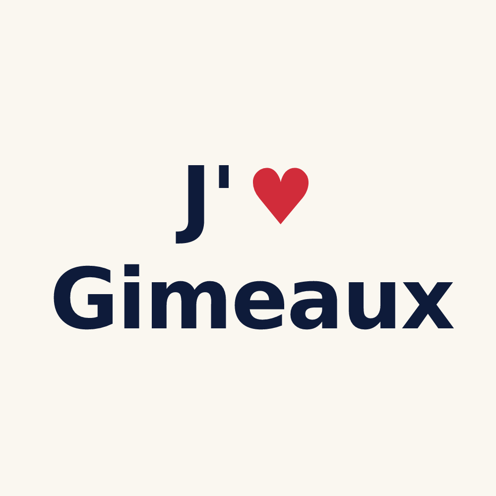Tasse personnalisée Gimeaux — design « J'aime Gimeaux » imprimé sur la tasse