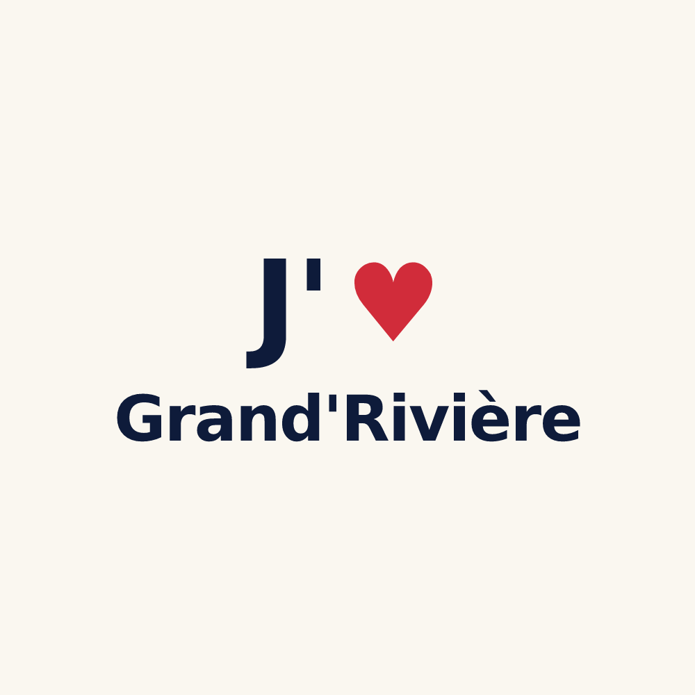 Tasse personnalisée Grand'Rivière — design « J'aime Grand'Rivière » imprimé sur la tasse
