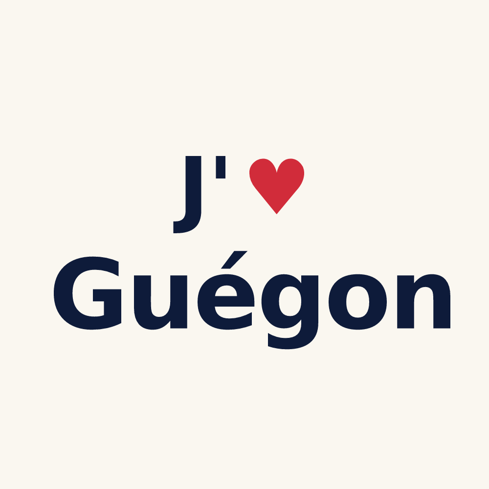 Tasse personnalisée Guégon — design « J'aime Guégon » imprimé sur la tasse