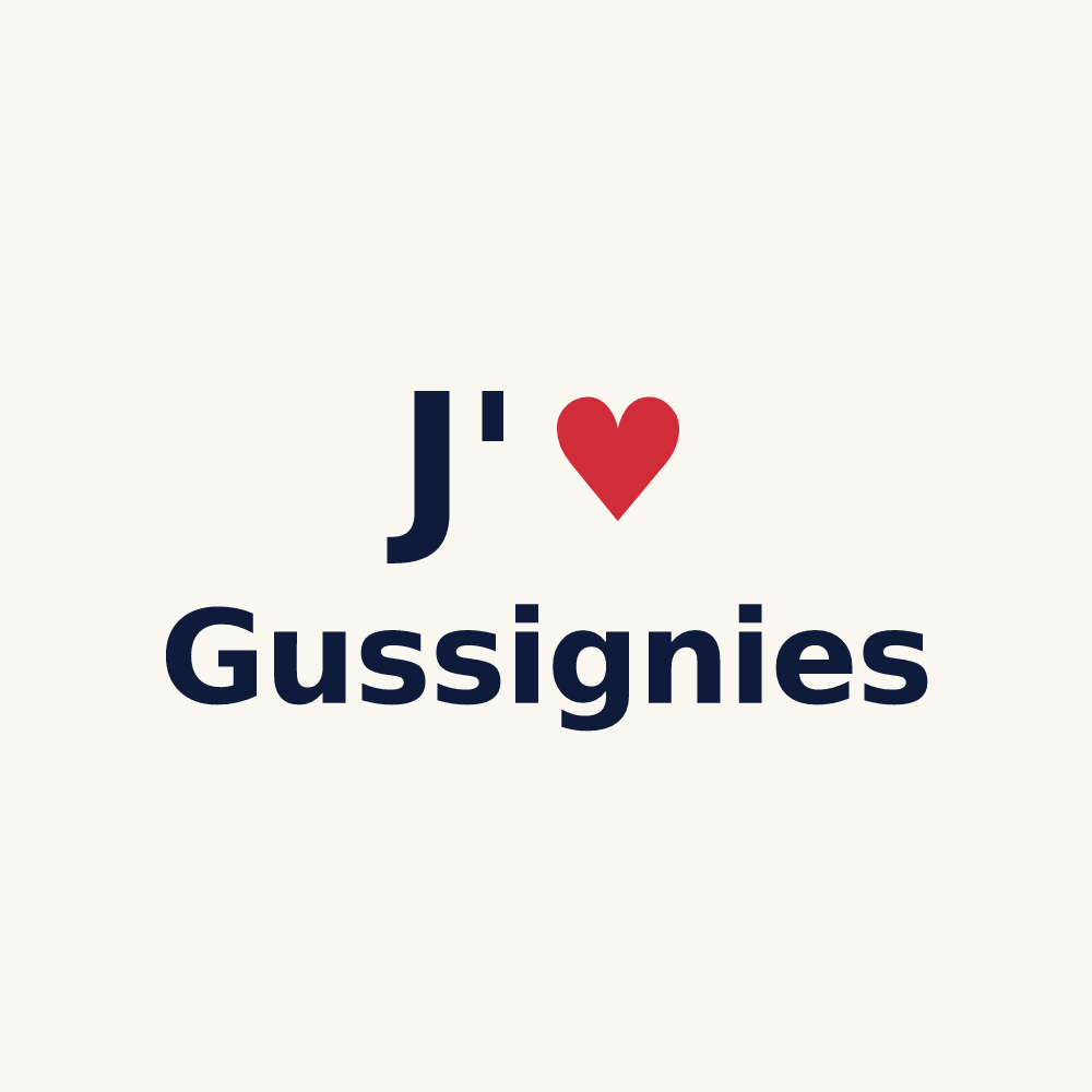 Tasse personnalisée Gussignies — design « J'aime Gussignies » imprimé sur la tasse