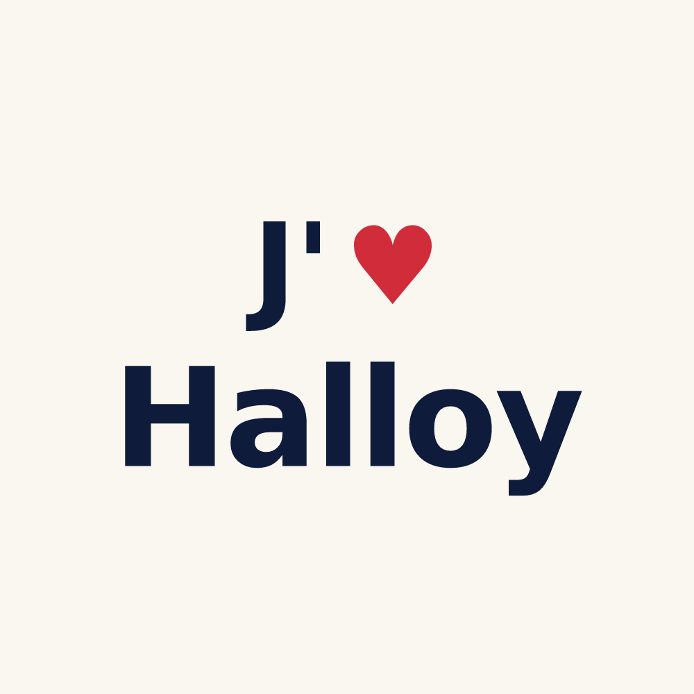 Tasse personnalisée Halloy — design J'aime Halloy