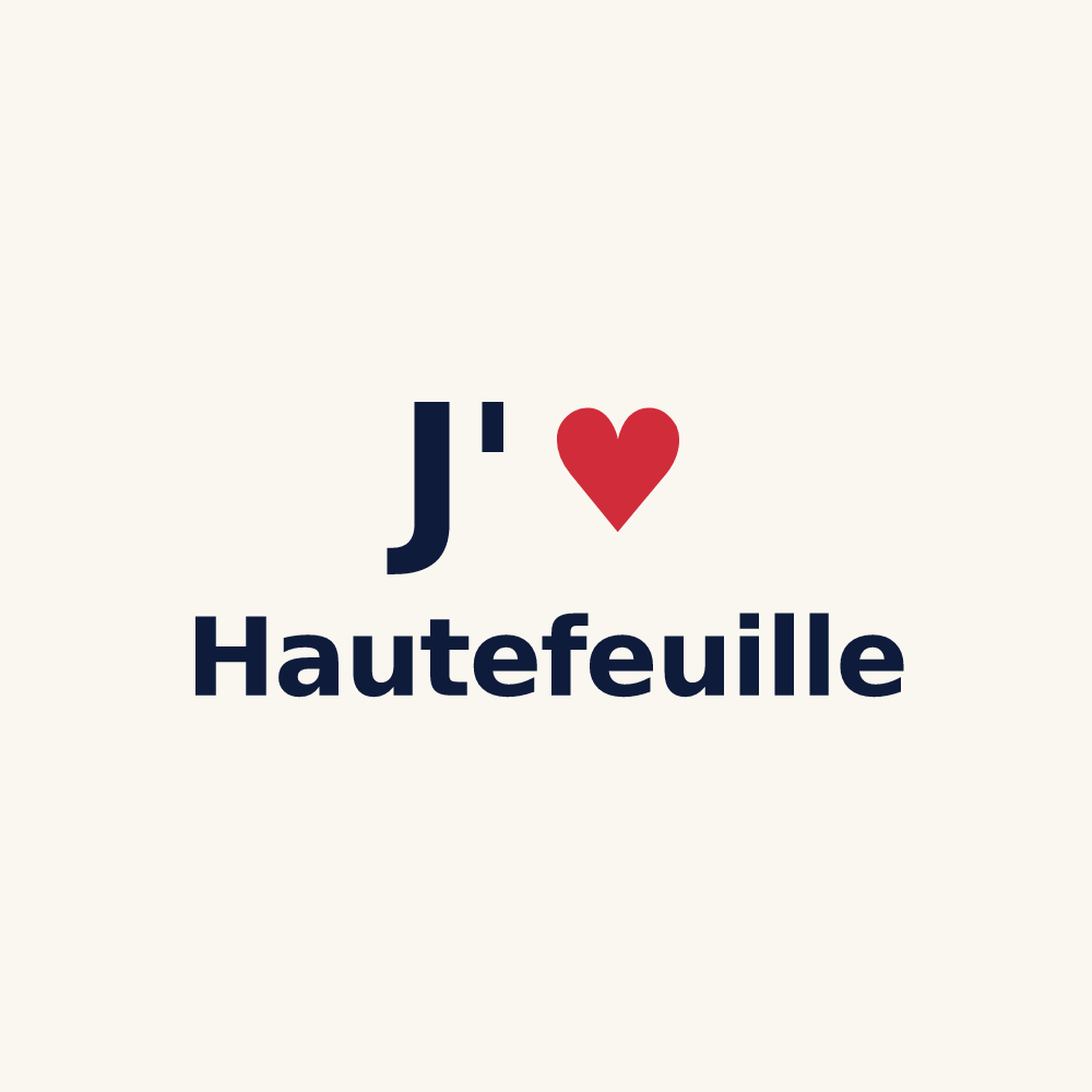 Tasse personnalisée Hautefeuille — design « J'aime Hautefeuille » imprimé sur la tasse