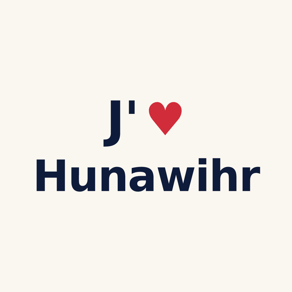 Tasse personnalisée Hunawihr — design J'aime Hunawihr